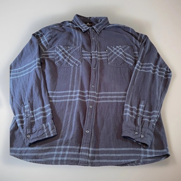 Men's Blue Shirt Size XXL Bohemian Cabincore Flannel Cotton Button Up Junk Food - Picture 1 of 11